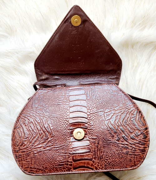 Bonavi rare brown genuine leather crossbody bag - Picture 3 of 7